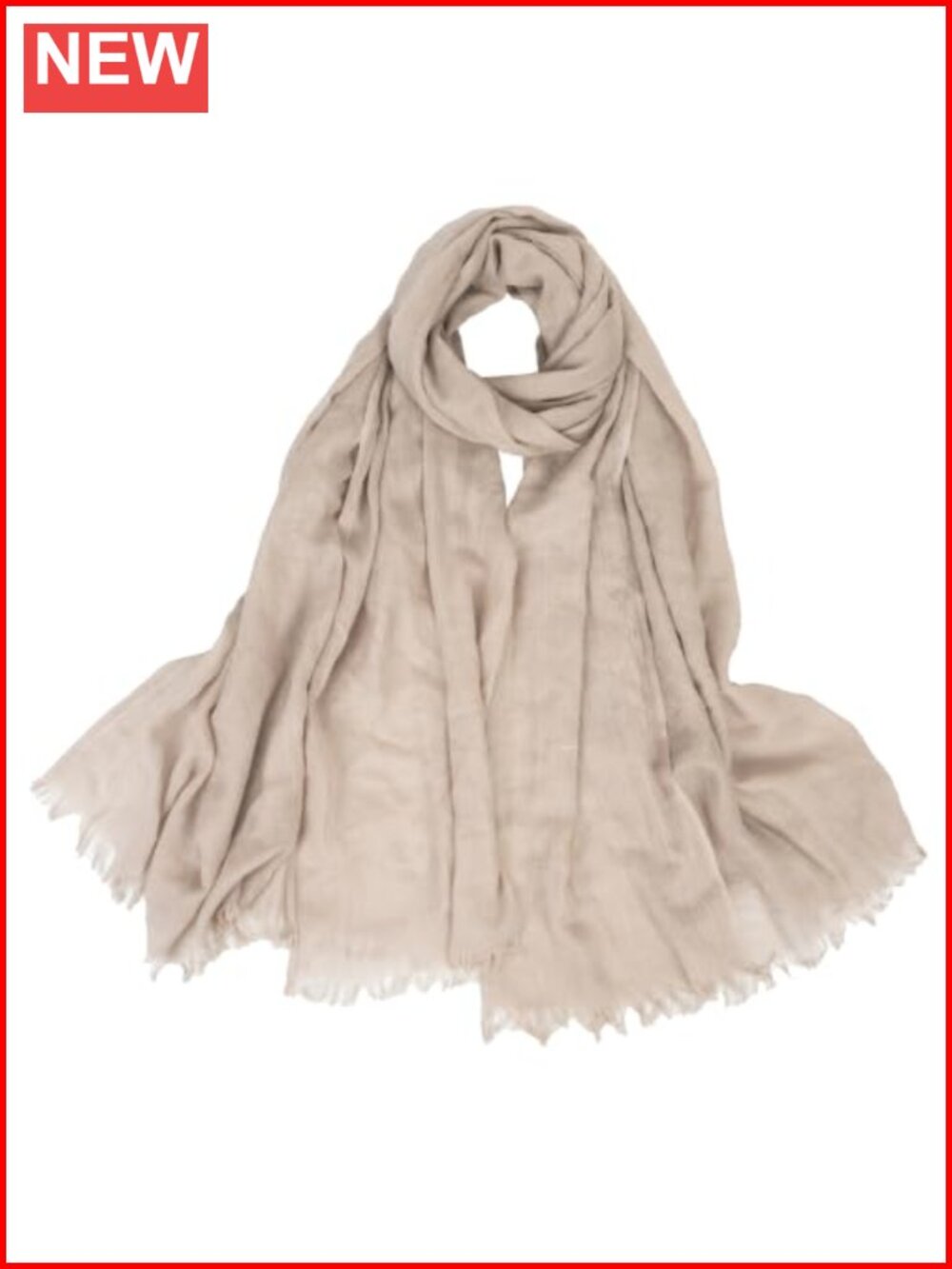 Oversized Lightweight Polyester Gauze Scarf with Fringed Tassels